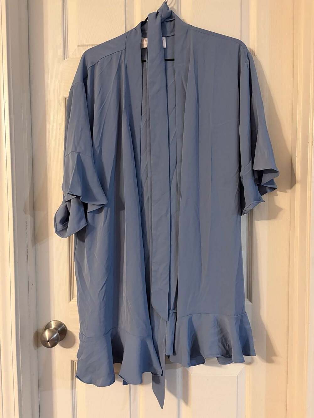 Birdy Grey Blue Ruffle Robe Size M/L